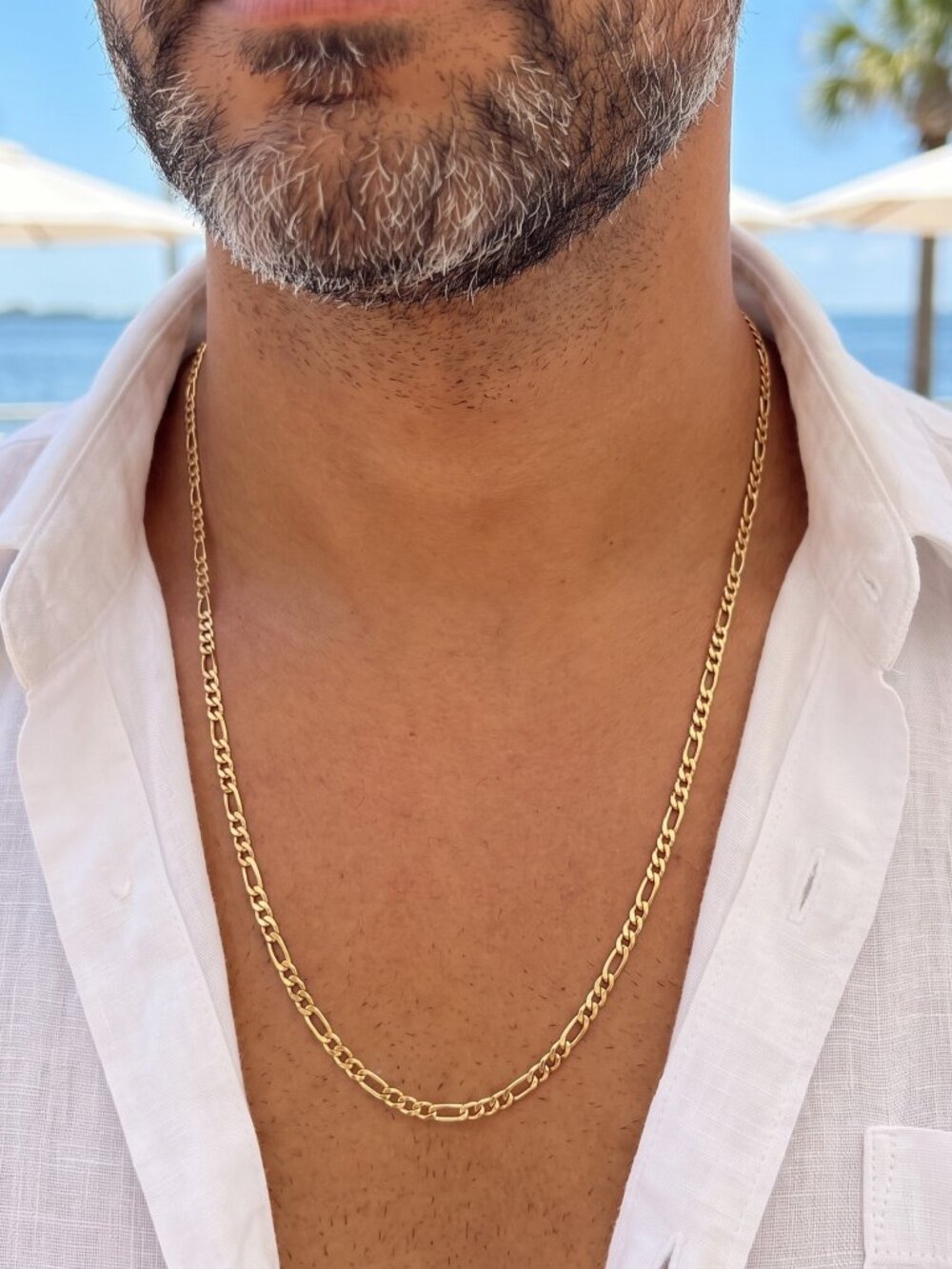 Mens Figaro Chain Real Gold 26 Inch Plated 3mm Classic Everyday Waterproof